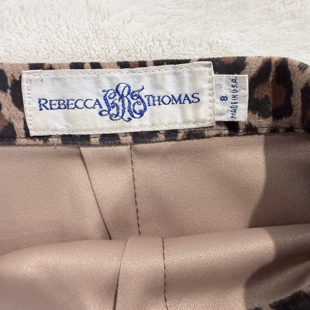 Rebecca Thomas Leopard Print Skirt Size 8 Classic A-Line Animal Print Lined - Picture 3 of 7